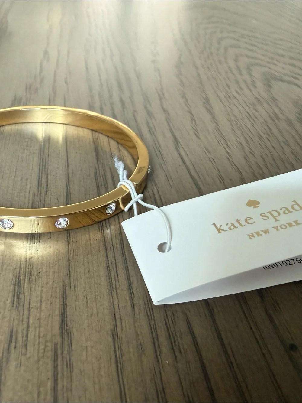 kate spade Gold Crystal-Stud Slim Bangle Bracelet - Picture 2 of 8